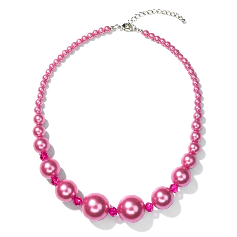 Vintage Hot Pink Bauble Ball Beaded Necklace